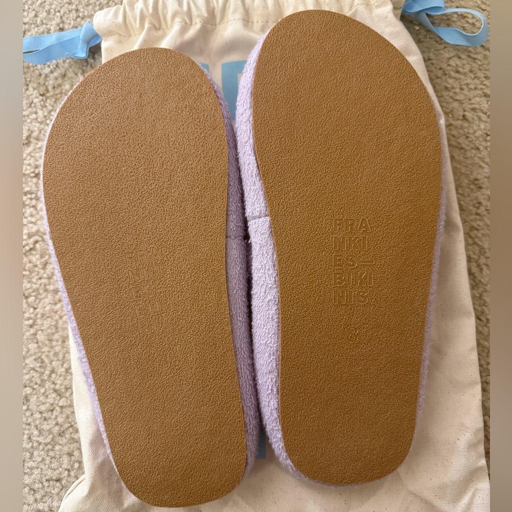 Lavender Terry Cloth Frankie’s Bikinis Slippers Size 8 - Picture 4 of 4